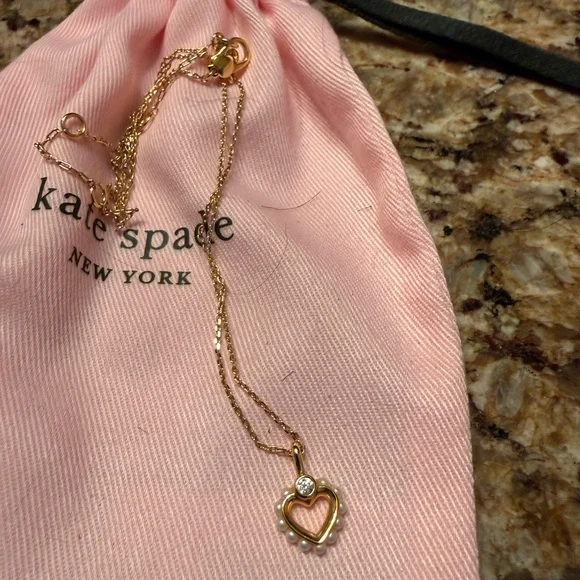 Kate Spade Gold and Pearl Heart Necklace - Picture 2 of 6